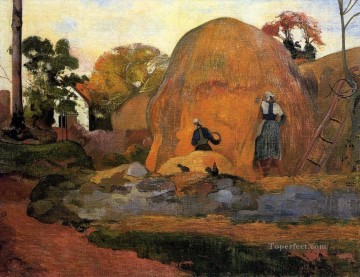  yellow Painting - Yellow Hay Ricks Fair Harvest Post Impressionism Primitivism Paul Gauguin